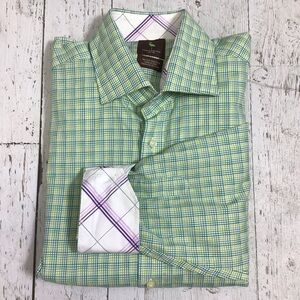 Tailorbyrd Men’s Plaid Flip Cuff Button Up Shirt Size XL​​​​​​​​